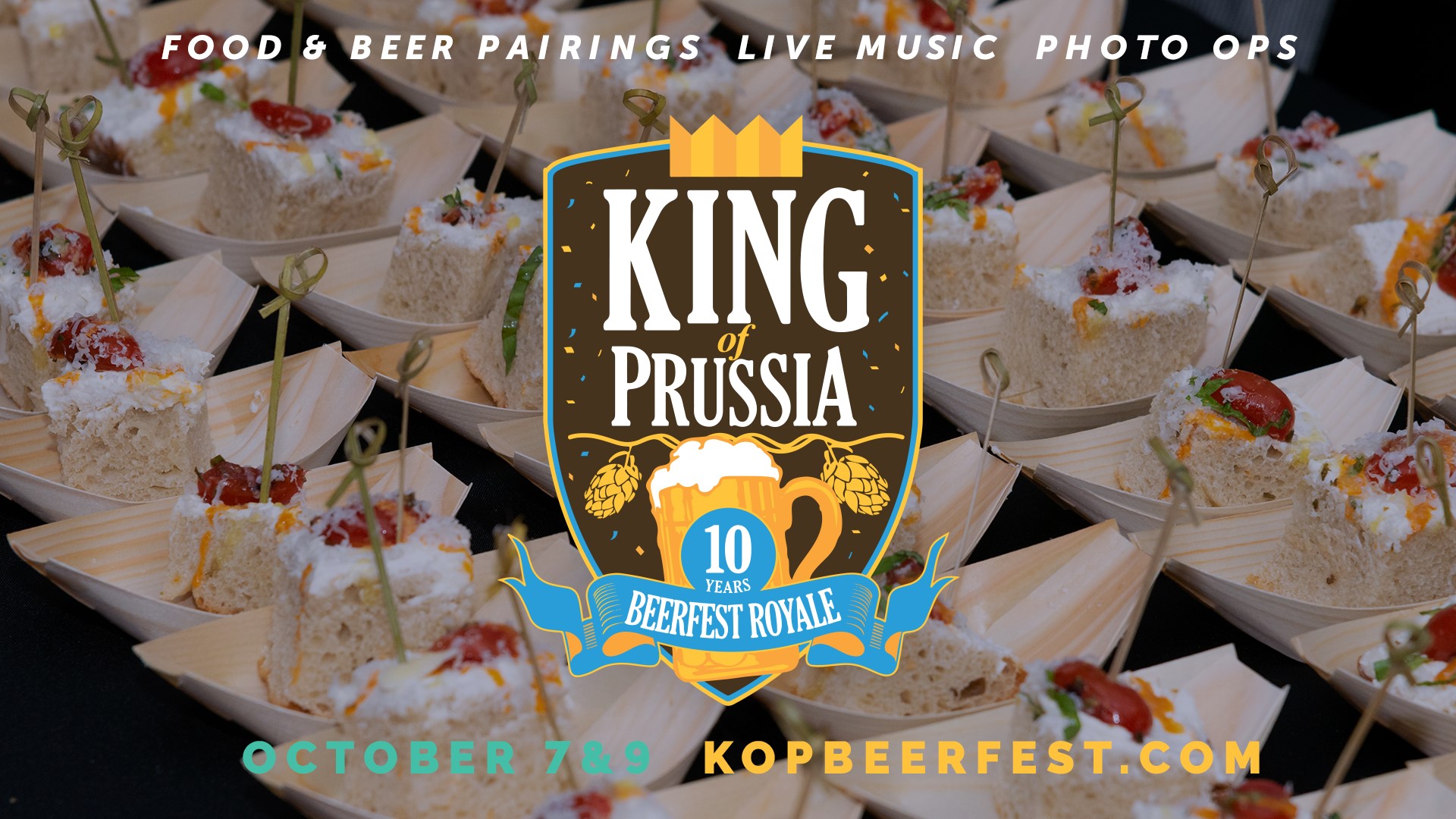 King of Prussia Beerfest logo over image of food