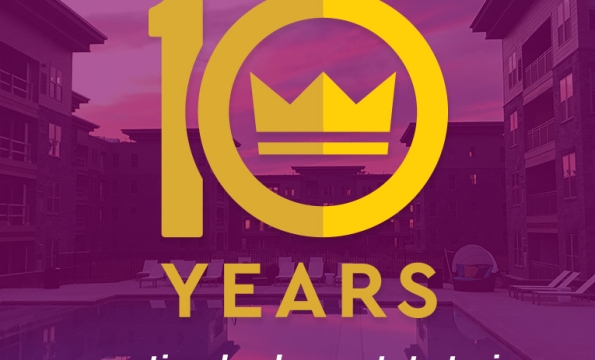 graphic with giant 10-years logo
