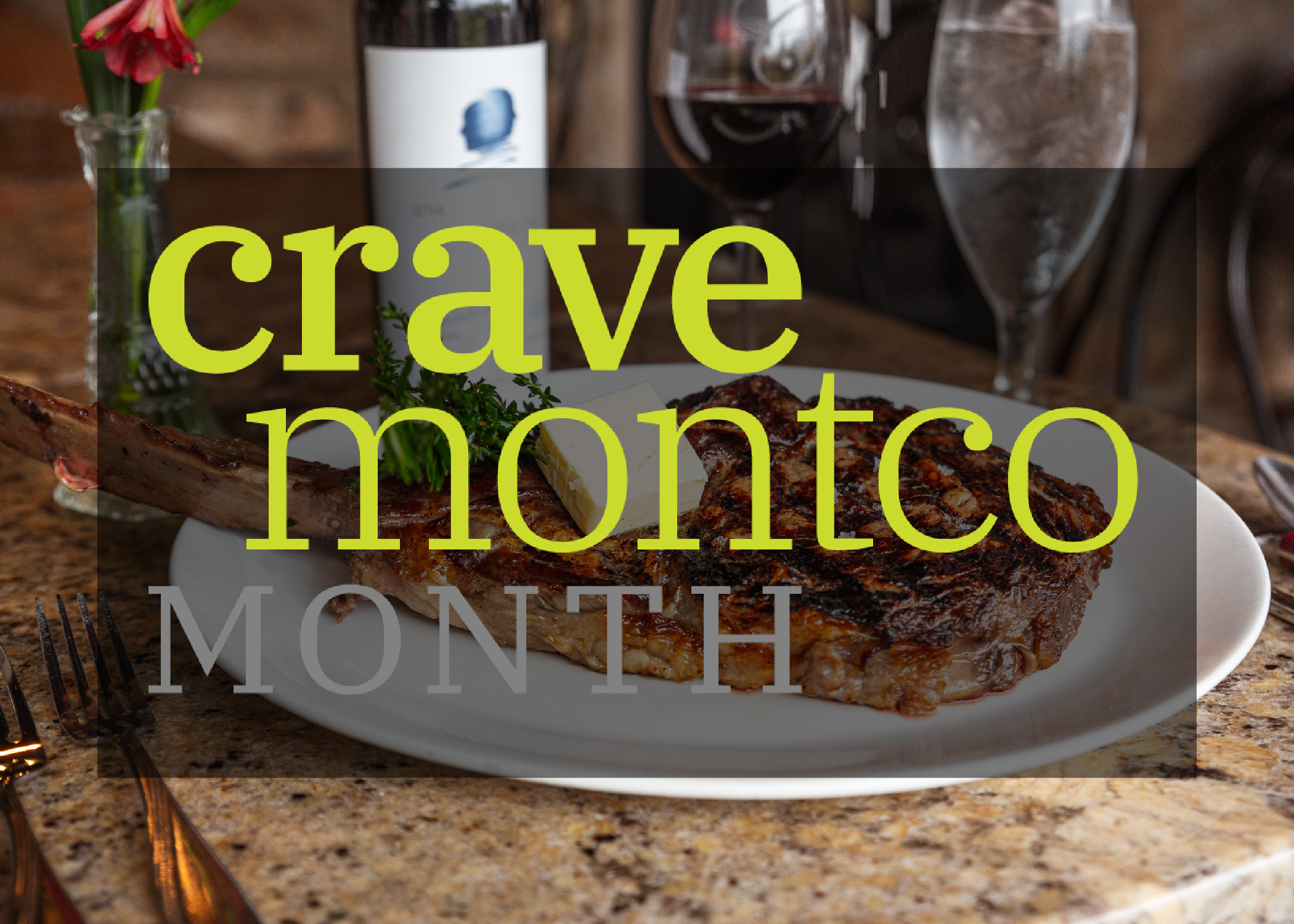 crave montco month logo over image of meat on a plate