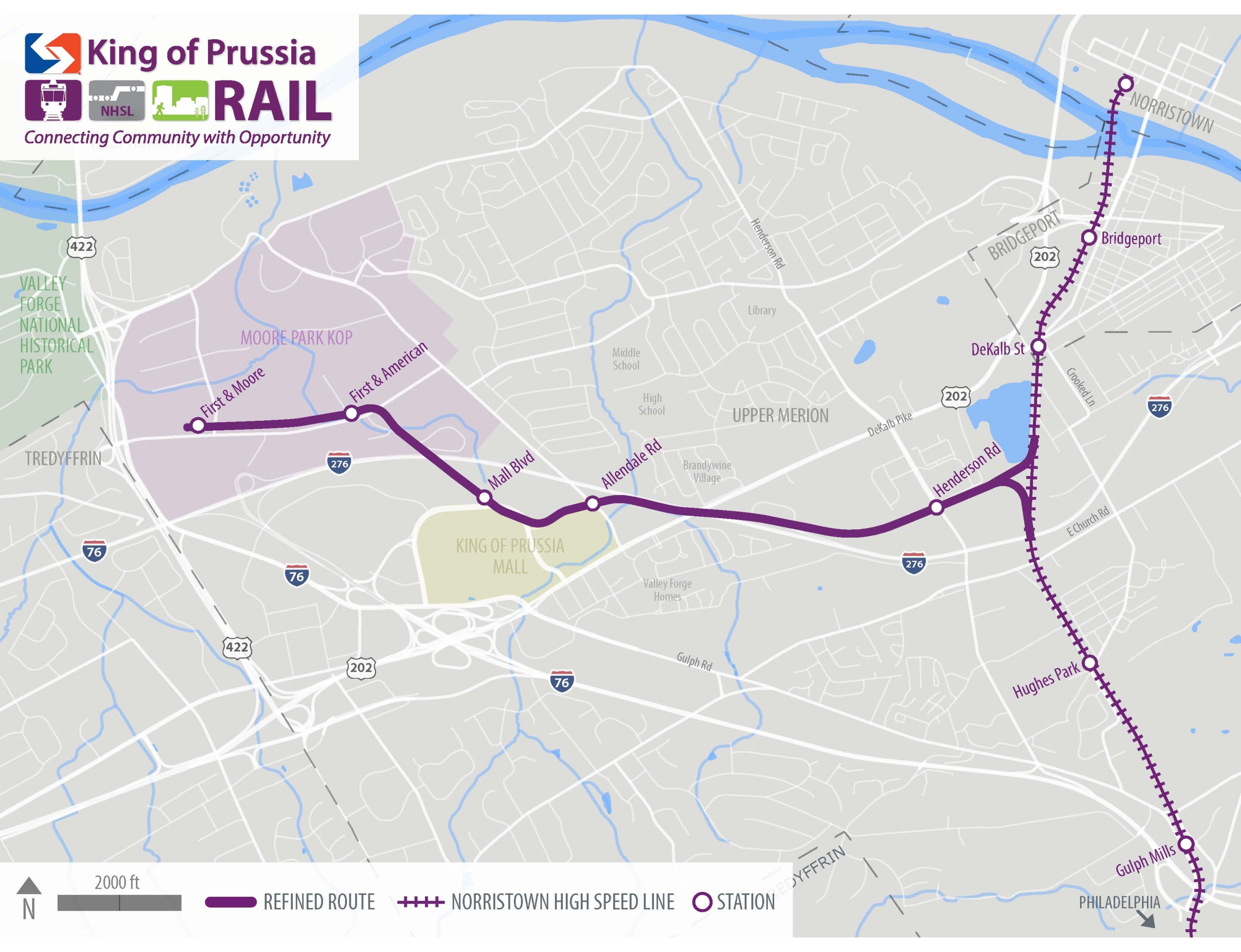map with route outlined in purple