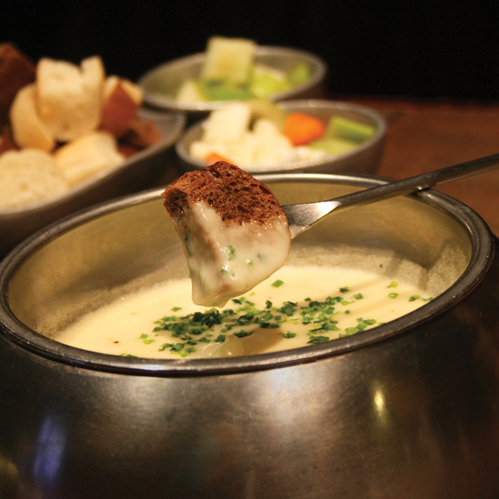 closeup of fondue dish