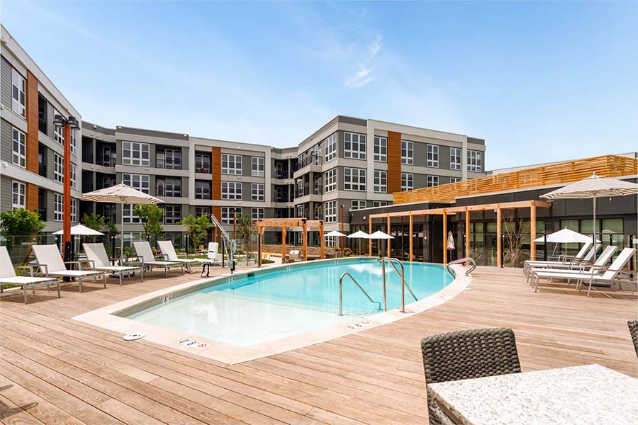 pool area of apartment complex