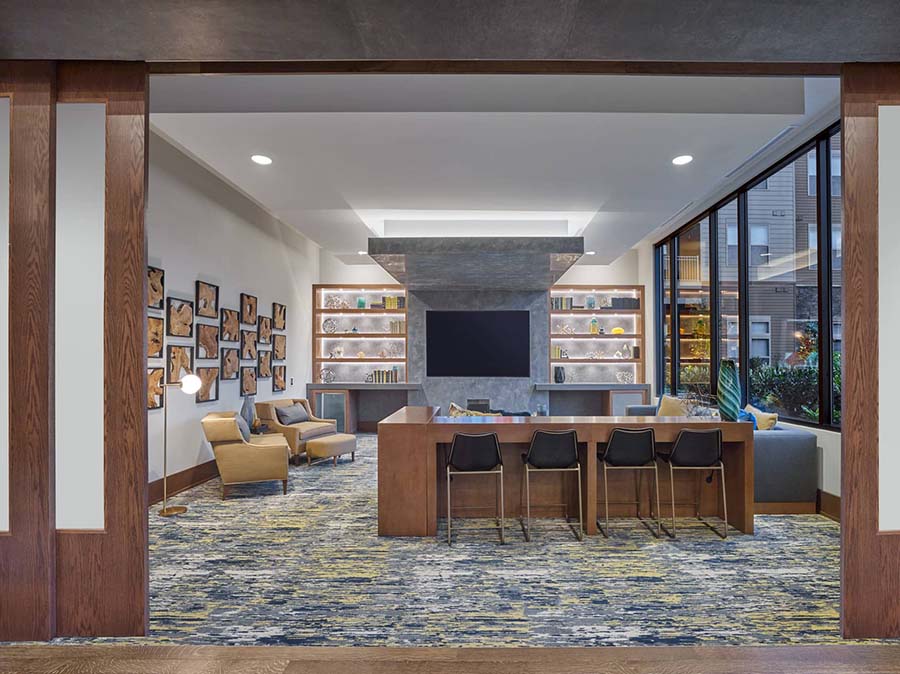 large common room in apartment complex