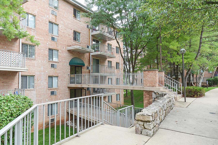 entrance to apartment complex