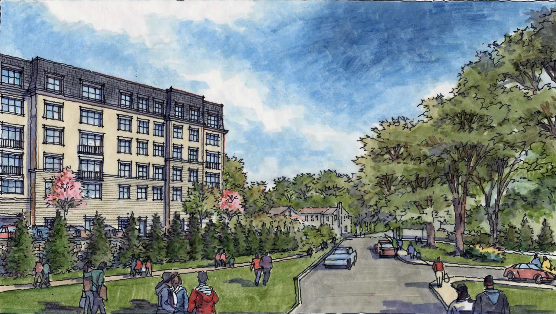 artistic rendering of a housing complex