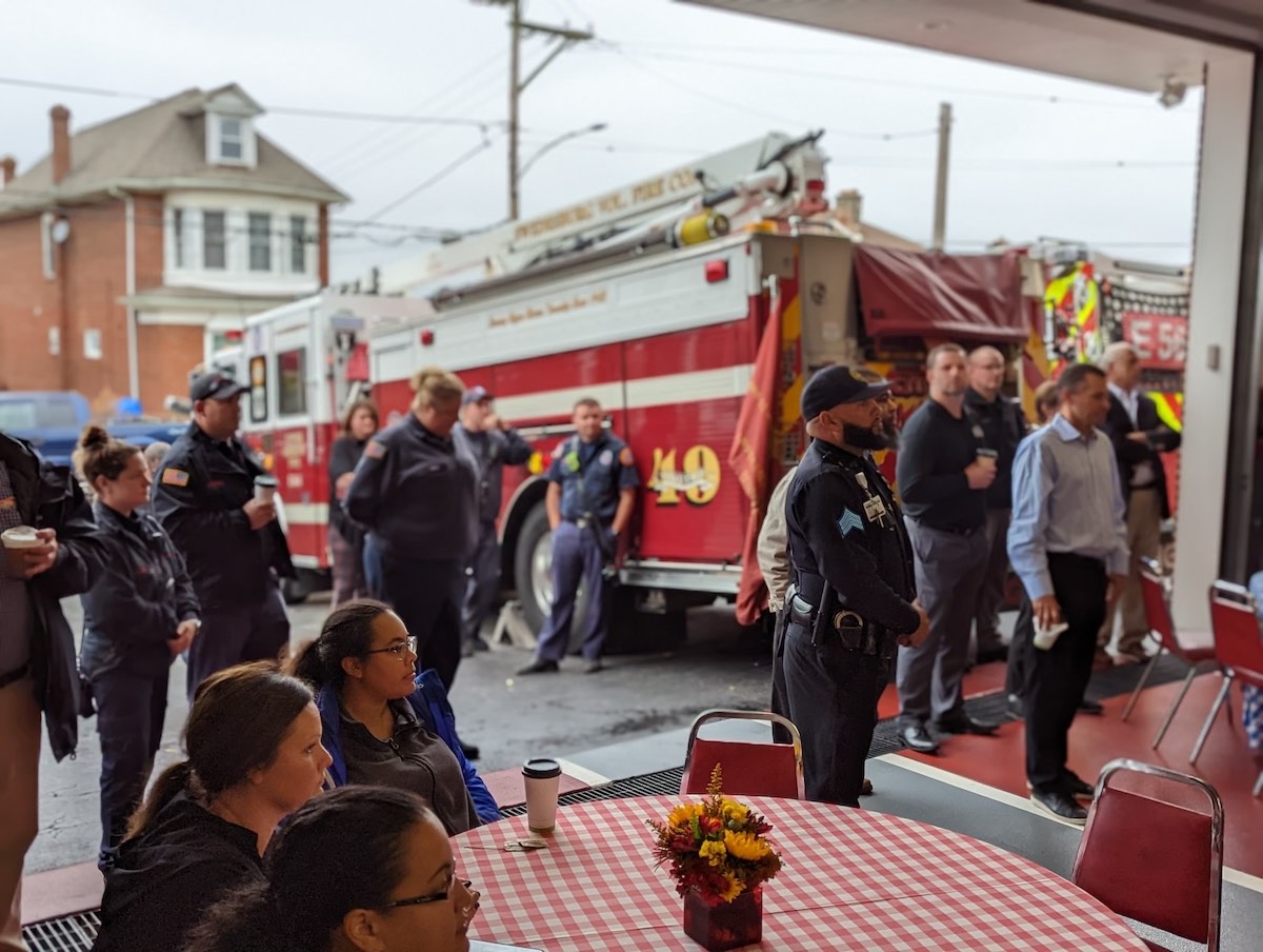 Group of EMS employees looking forward