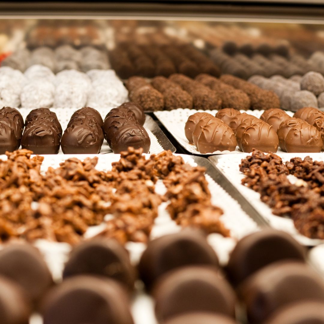 chocolates on plates