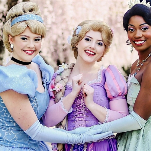 people dressed up as disney princesses