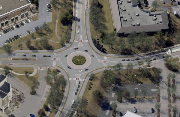 aerial view of roundabout