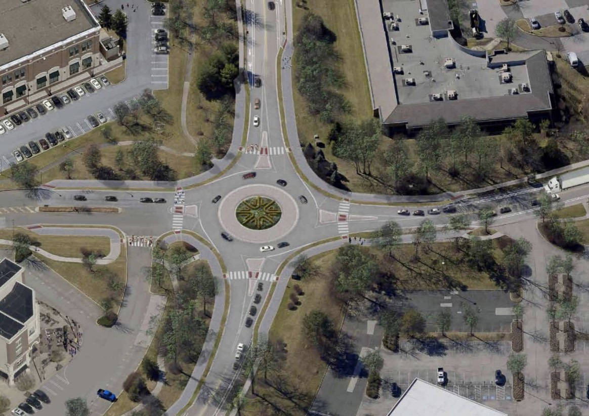 aerial view of roundabout