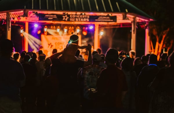 nightime image of a concert outdoors