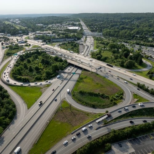 aerial view of major highways