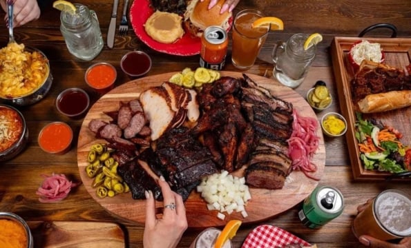 barbecue spread on a table