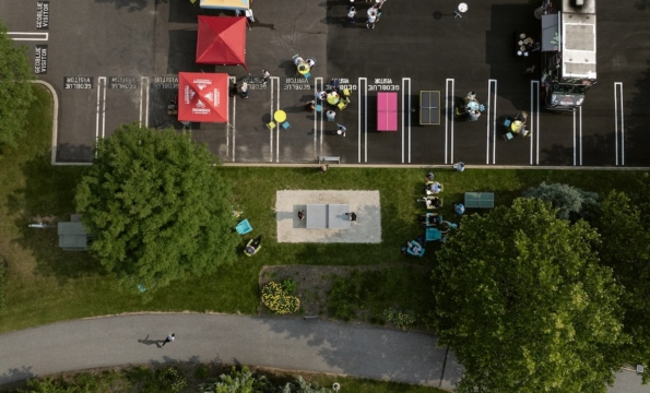 aerial view of first avenue linear park