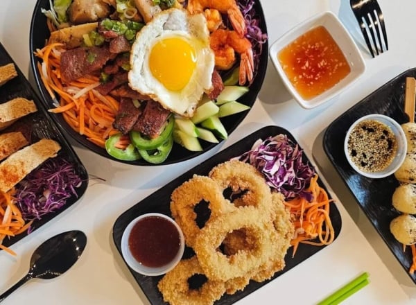 aerial view of vietnamese fare from saigon eats