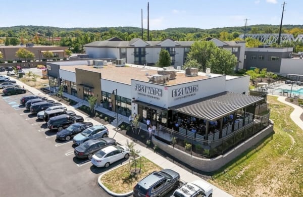aerial view of First Watch shopping center