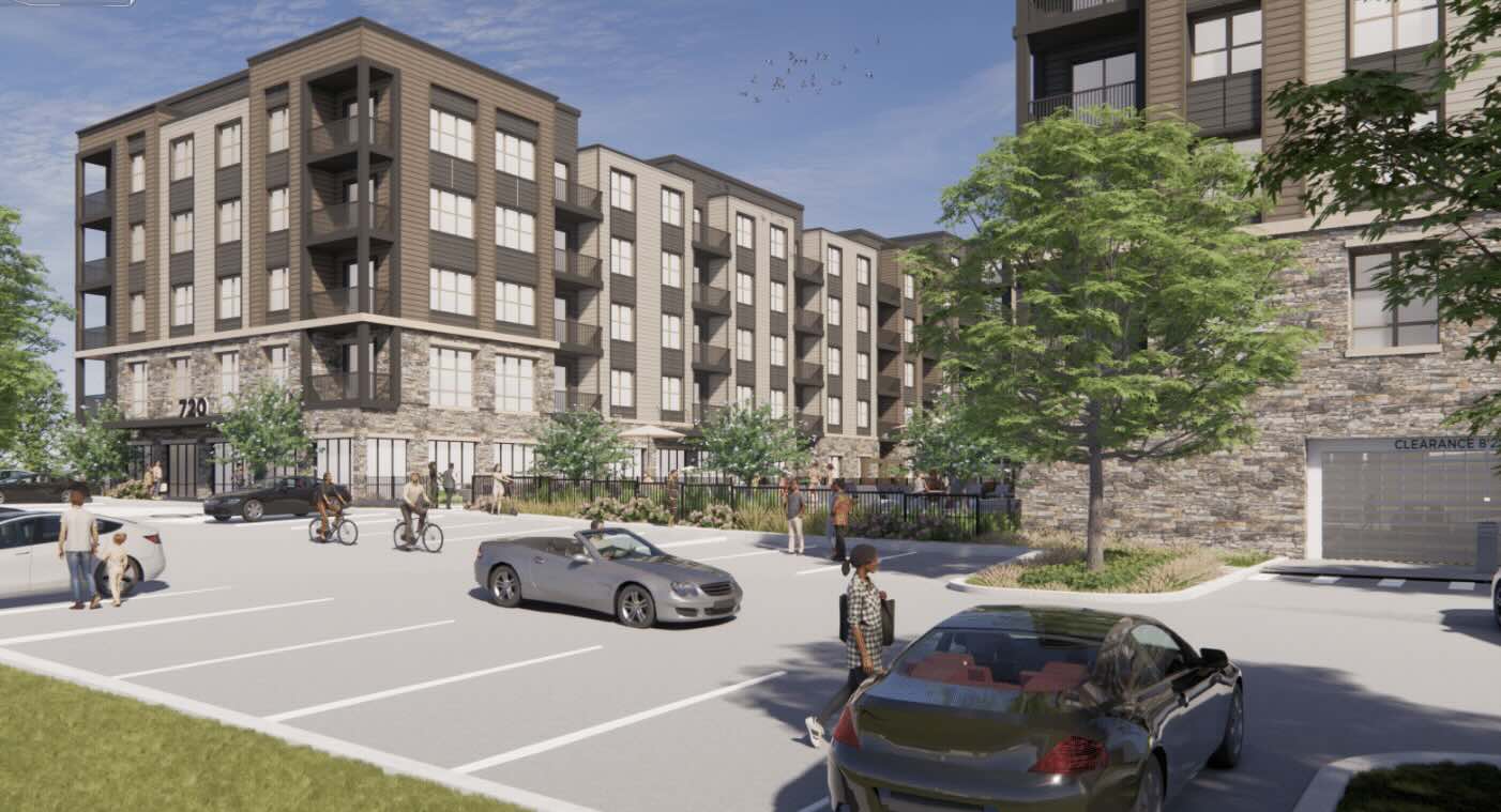 artistic rendering of an apartment building