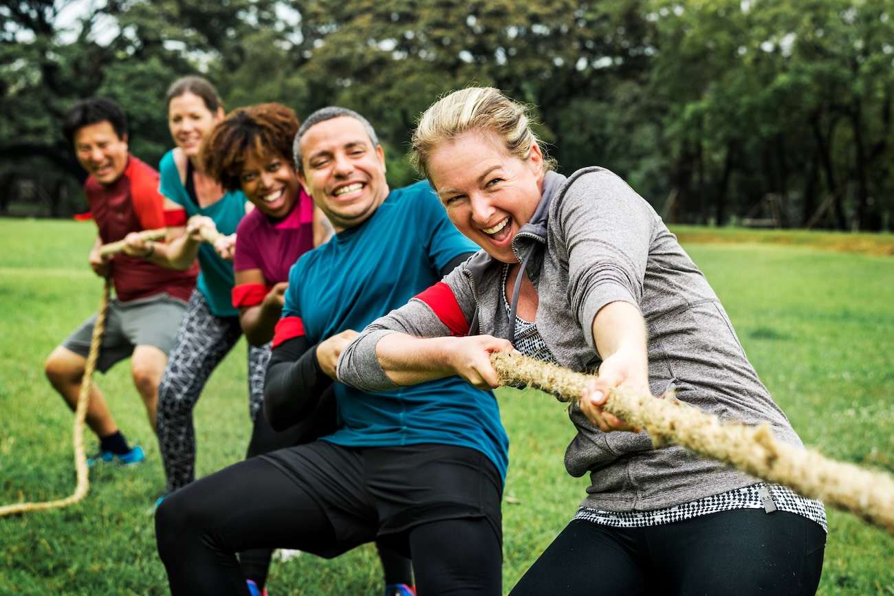 adult pulling a rope
