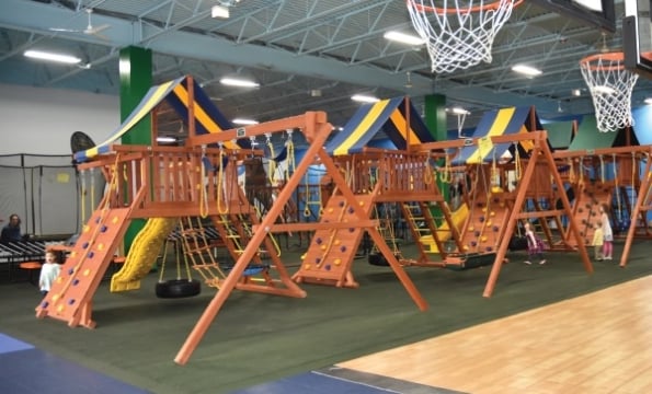playground sets set up indoors
