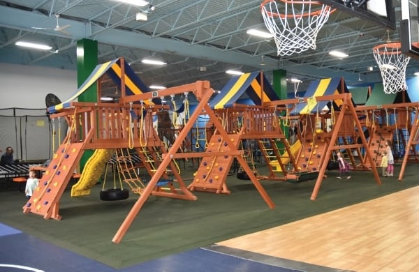 playground sets set up indoors