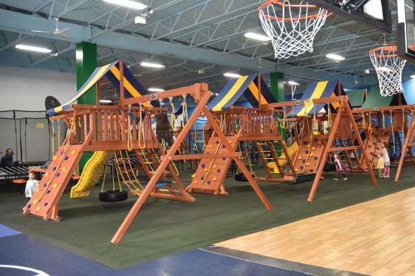 playground sets set up indoors